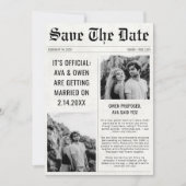 Klassieke Moderne 2 Foto Trouwkrant Stijl Save The Date (Voorkant)