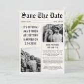 Klassieke Moderne 2 Foto Trouwkrant Stijl Save The Date (Staand voorkant)