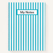 Klassieke Moderne Aangepaste Naam Azure Stripe Notitieboek (Voorkant)