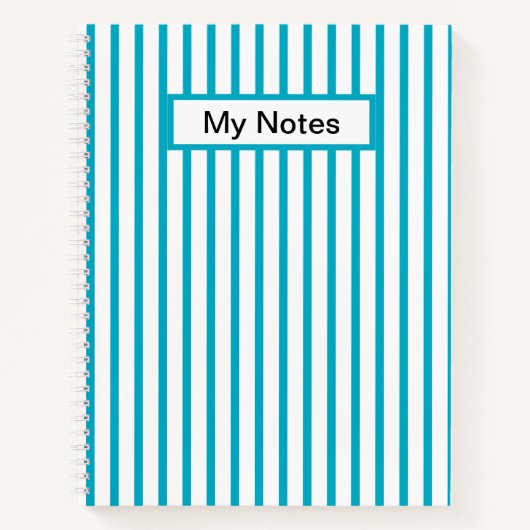 Klassieke Moderne Aangepaste Naam Azure Stripe Notitieboek (Voorkant)