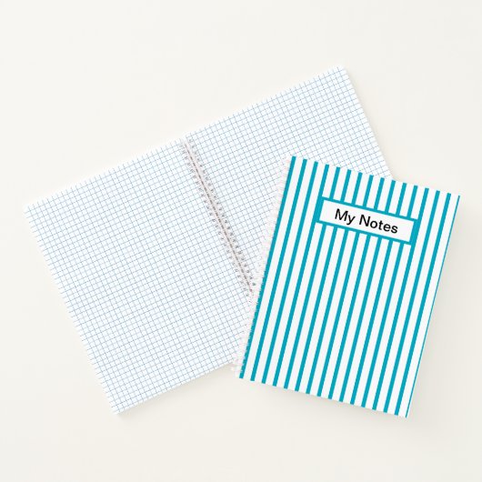 Klassieke Moderne Aangepaste Naam Azure Stripe Notitieboek (Binnen)