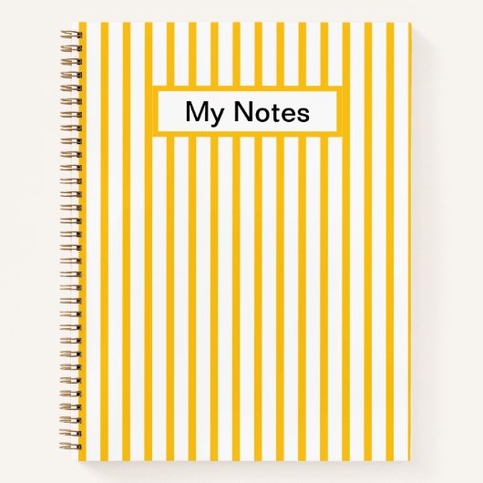 Klassieke Moderne Aangepaste Naam Gele Streep Notitieboek (Voorkant)