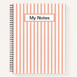 Klassieke Moderne Aangepaste Naam Perzik Streep Notitieboek