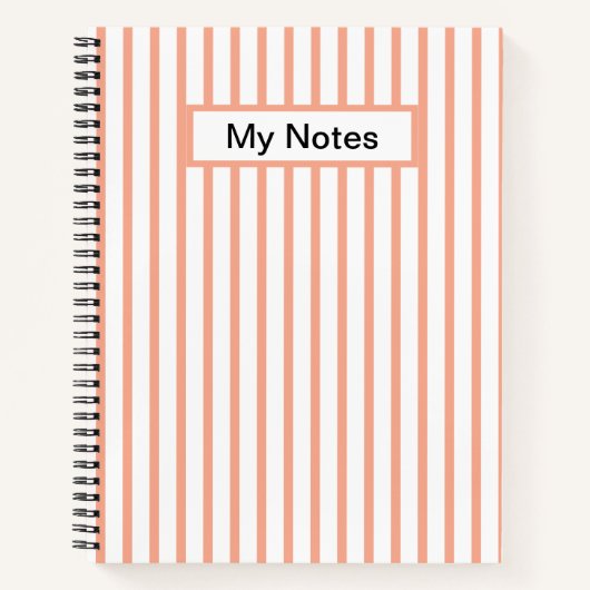 Klassieke Moderne Aangepaste Naam Perzik Streep Notitieboek (Voorkant)