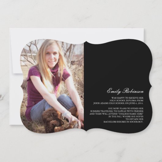 Klassieke moderne aankondiging van Afstudeerder (Achterkant)