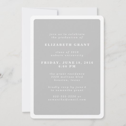 Klassieke moderne aankondiging van het Afstuderen  (Achterkant)