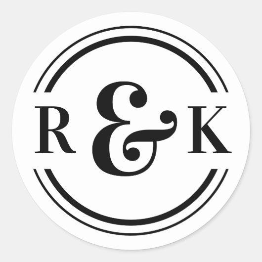 Klassieke Moderne Ampersand Twee Monogram Initiaal Ronde Sticker (Voorkant)