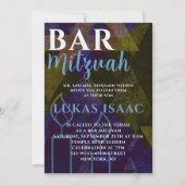 Klassieke Moderne Blauwe Bar Mitswa Vet Schriftype Kaart (Voorkant)