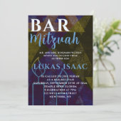 Klassieke Moderne Blauwe Bar Mitswa Vet Schriftype Kaart (Staand voorkant)