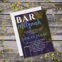 Klassieke Moderne Blauwe Bar Mitswa Vet Schriftype