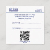 Klassieke Moderne Blauwe Polka Dots Schoonmaak Die Aanbevelingskaartje (Achterkant)