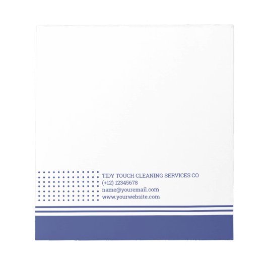 Klassieke Moderne Blauwe Polka Dots Schoonmaak Die Notitieblok (Voorkant)