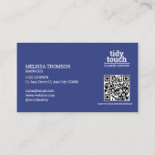 Klassieke Moderne Blauwe Witte Polka Dots Schoonma Visitekaartje (Achterkant)