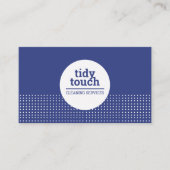 Klassieke Moderne Blauwe Witte Polka Dots Schoonma Visitekaartje (Voorkant)