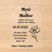 Klassieke & Moderne Bloemen bruiloft Acryl Uitnodi Acryl Uitnodigingen (Voorkant)