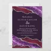 Klassieke Moderne Bordeaux & Paarse Zilveren Bruil Kaart (Voorkant)