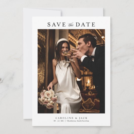 Klassieke Moderne Chic Foto Bruiloft Save The Date (Voorkant)