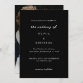 Klassieke Moderne Eenvoudige Zwart Wit Huwelijk Kaart (Voorkant / Achterkant)