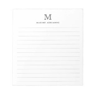 Klassieke, moderne eenvoudige zwarte monogram, N Notitieblok