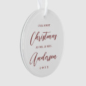 Klassieke moderne eerste kerst als meneer mevrouw  ornament (voorkant)