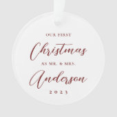 Klassieke moderne eerste kerst als meneer mevrouw  ornament (voorkant)