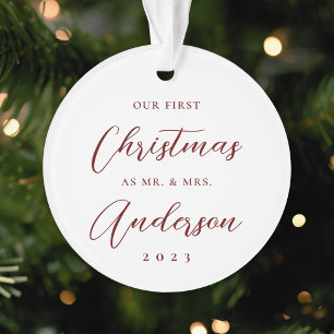 Klassieke moderne eerste kerst als meneer mevrouw  ornament