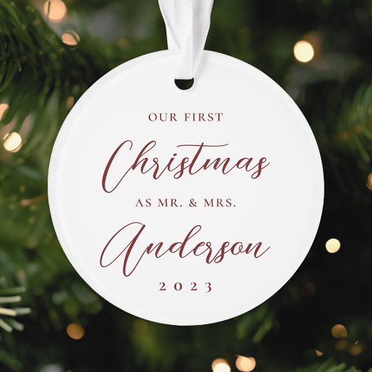 Klassieke moderne eerste kerst als meneer mevrouw  ornament