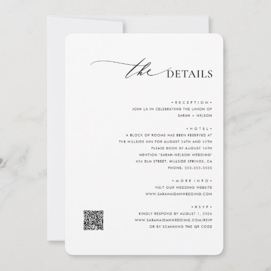 Klassieke Moderne Elegant allen in Één QR-Code Huw Kaart (Achterkant)