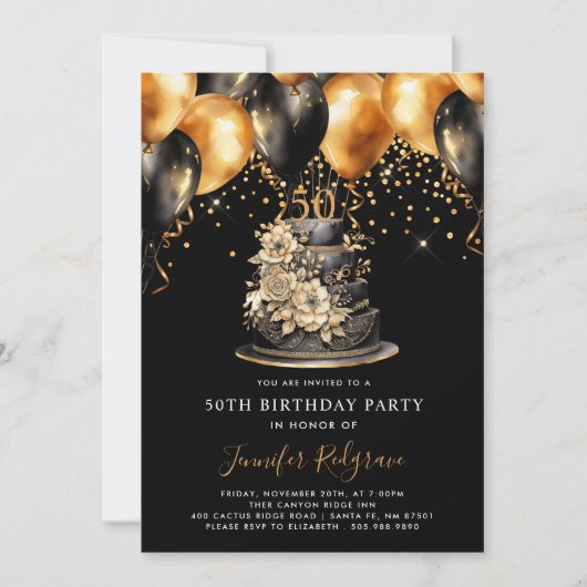 Klassieke Moderne Elegante 50ste Verjaardag Kaart (Voorkant)