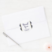 Klassieke moderne elegante Blue & Gold Wedding Fav Ronde Sticker (Envelop)