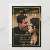 Klassieke moderne elegante gouden foto bruiloft kaart (Voorkant)