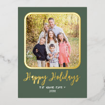 Klassieke moderne familie foto folie kerstkaart