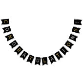 Klassieke Moderne Gefeliciteerd Zwart Zilver & Gou Vlaggetjes (Alle)