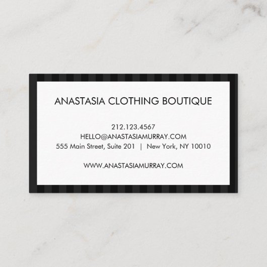 Klassieke, moderne, gestreept en grijze, minimalis visitekaartje (Achterkant)