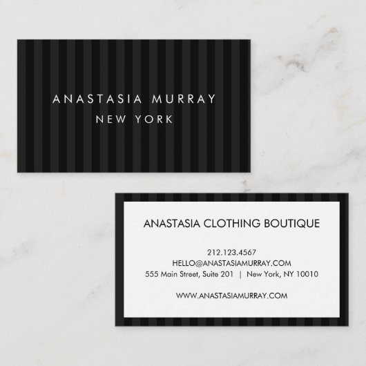 Klassieke, moderne, gestreept en grijze, minimalis visitekaartje (Voorkant / Achterkant)