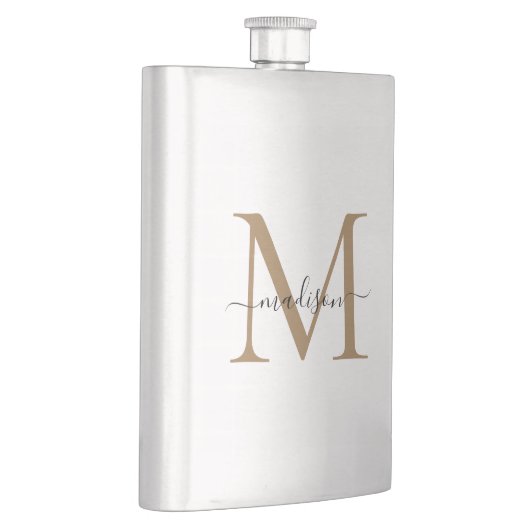 Klassieke Moderne Gouden Monogram Girly Script Naa Flacon (Rechts)
