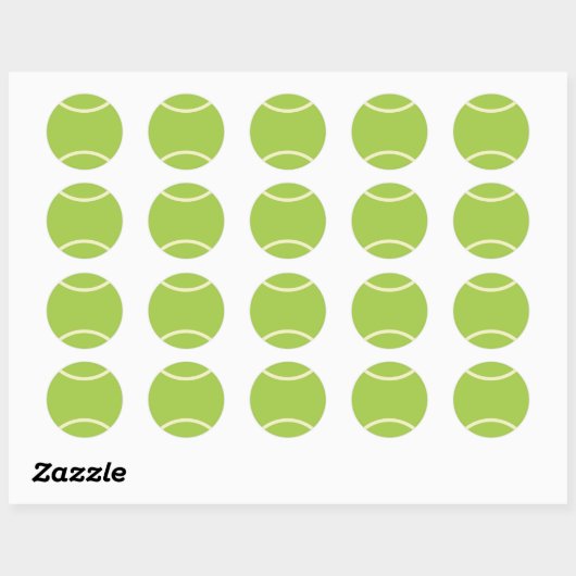 Klassieke moderne groene tennisbal ronde sticker (Vel)