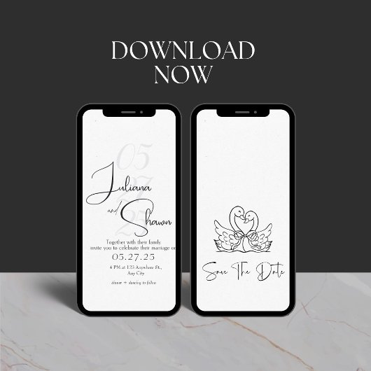 Klassieke & moderne huwelijksuitnodiging kaart