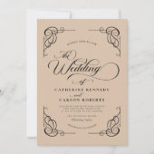 Klassieke Moderne Kalligrafie Beige & Zwart Script Kaart (Voorkant)