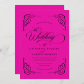 Klassieke moderne kalligrafie bruiloft - Hot Pink Kaart (Voorkant / Achterkant)