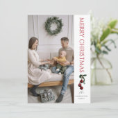 Klassieke moderne kerstfoto feestdagenkaart (Staand voorkant)