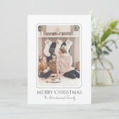Klassieke moderne kerstfoto feestdagenkaart (Staand voorkant)