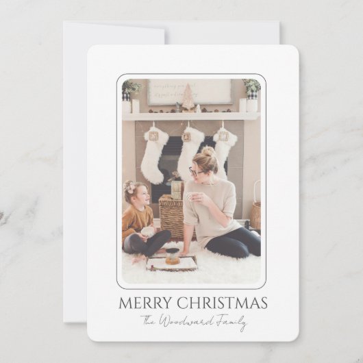 Klassieke moderne kerstfoto feestdagenkaart (Voorkant)