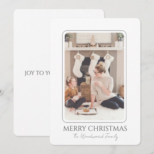 Klassieke moderne kerstfoto feestdagenkaart (Voorkant / Achterkant)