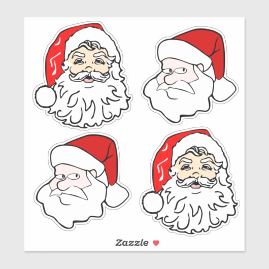 Klassieke & Moderne Kerstmannen Gezichten Sticker (Vel)