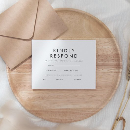 Klassieke Moderne Klassieke Minimale Huwelijk RSVP Kaartje