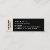 Klassieke, moderne Layout, zwarte & beige sociale  Mini Visitekaartje (Achterkant)
