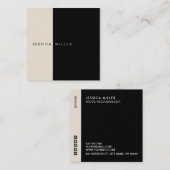 Klassieke, moderne Layout, zwarte & beige sociale  Vierkante Visitekaartje (Voorkant / Achterkant)