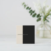 Klassieke, moderne Layout, zwarte & beige sociale  Vierkante Visitekaartje (Staand voorkant)