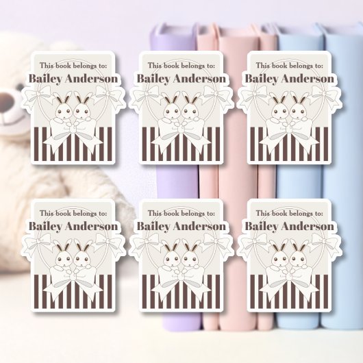 Klassieke Moderne Leuke Konijntje Boekplaat Sticker